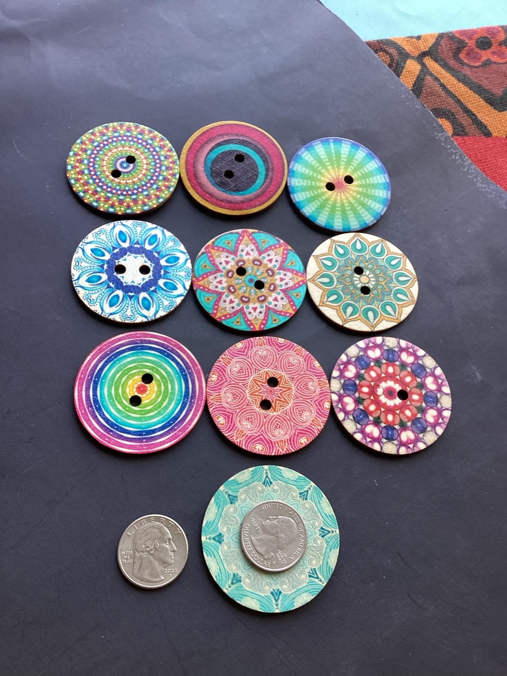 Mandal wood buttons
